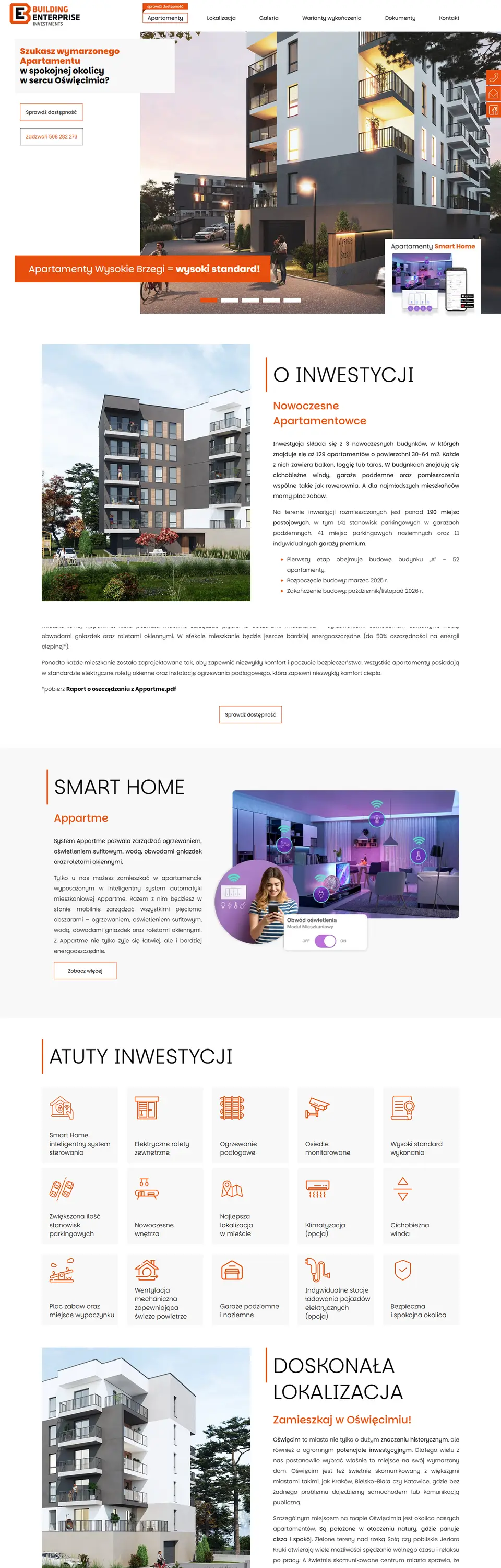 Strona inwestycji Apartamenty Wysokie Brzegi — widok na komputerze